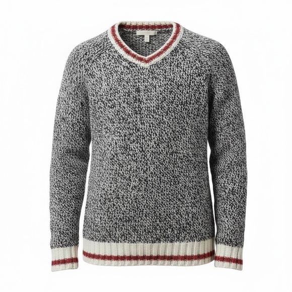 Roots Other - ROOTS Cabin Collection V-Neck Sweater Ragg Knit Wool Blend Size Large 9-10 Gray